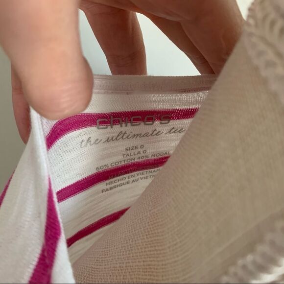 NWT Chico’s Pink and White Striped Open Cardigan - Picture 4 of 5